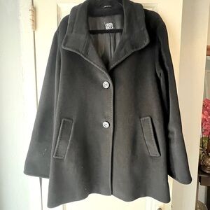 Cinzia Rocca Wool and Angora Coat Black 14